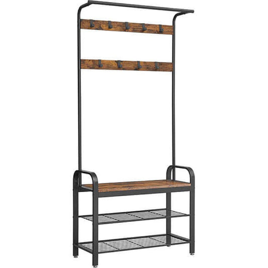 Wooden Coat Rack with Shelves Hooks by VASAGLE