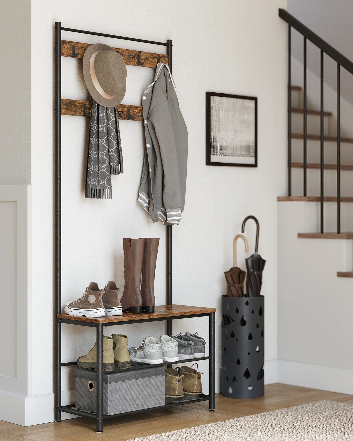 VASAGLE Coat Rack Stand Shoe Rack