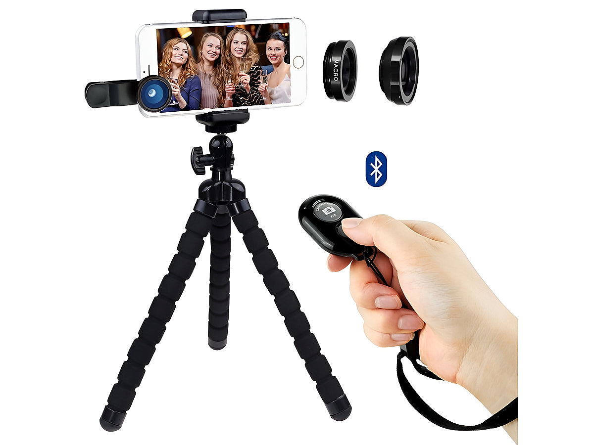 iPhone Tripod Mount Holder Stand + Bluetooth Selfie remote