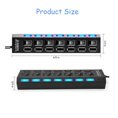 Usb Hub 2.0 Splitter,7 Port Usb Data Hub