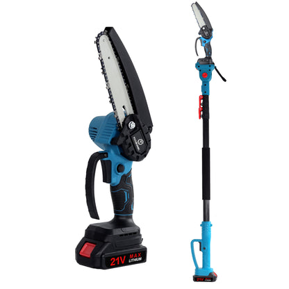 Mini Chain saw Cordless Power Chain Saws 8" with Extension Pole & Battery System