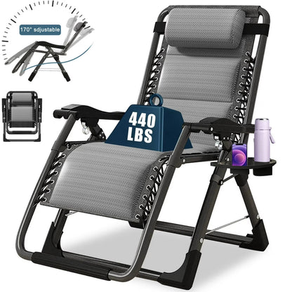 Heavy Duty Folding Zero Gravity Chair Camping Chair Reclining Beach Chair