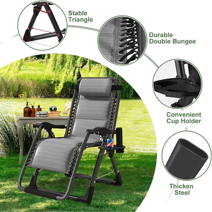 Heavy Duty Folding Zero Gravity Chair Camping Chair Reclining Beach Chair