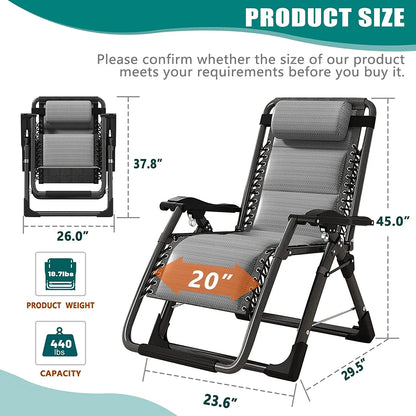 Heavy Duty Folding Zero Gravity Chair Camping Chair Reclining Beach Chair