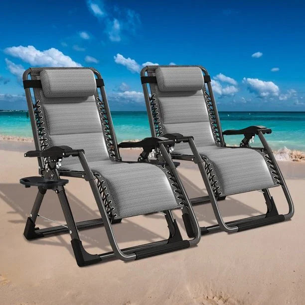 Heavy Duty Folding Zero Gravity Chair Camping Chair Reclining Beach Chair