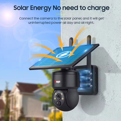 Anspo WIFI SOLAR security camera wireless free batteries and 64GB card Black