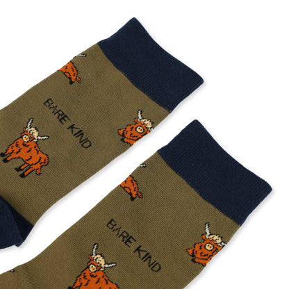 Save the Green Highland Cow Bamboo Socks