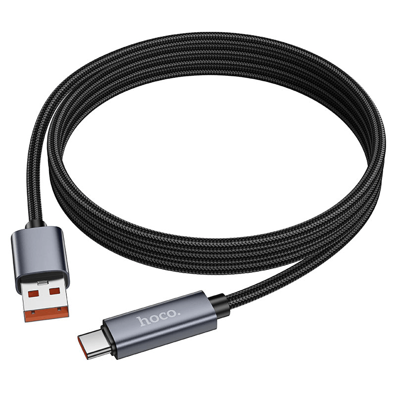 Hoco LED Power Display Durable Nylon Braided Type-C to USB-A Cable 1m X112