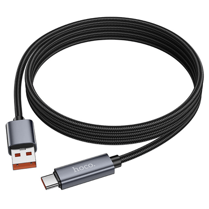 Hoco LED Power Display Durable Nylon Braided Type-C to USB-A Cable 1m X112