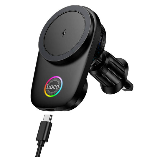 Hoco Magnetic 15W Wireless Fast Charging Car Air Vent Holder with Cooling Fan HW36