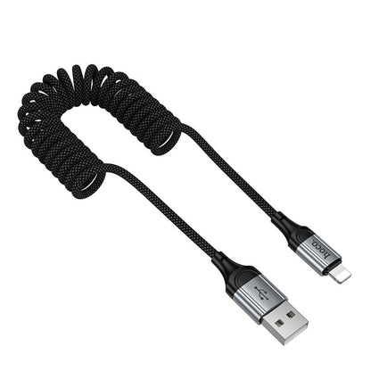 Hoco USB-A to Lightning Spring Coiled Charging Data Cable 1.5m X121