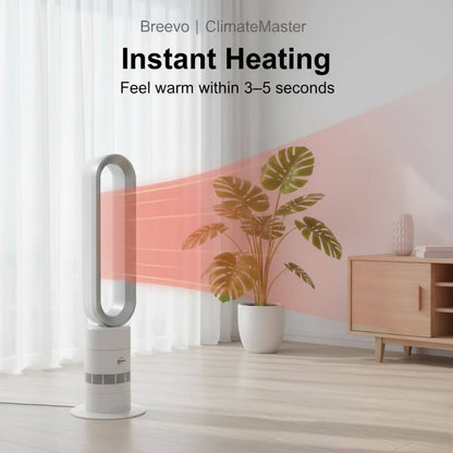 Bladeless Fan Heater NZ – 2-In-1 Hot & Cool Tower Fan | ClimateMaster | Silver/White