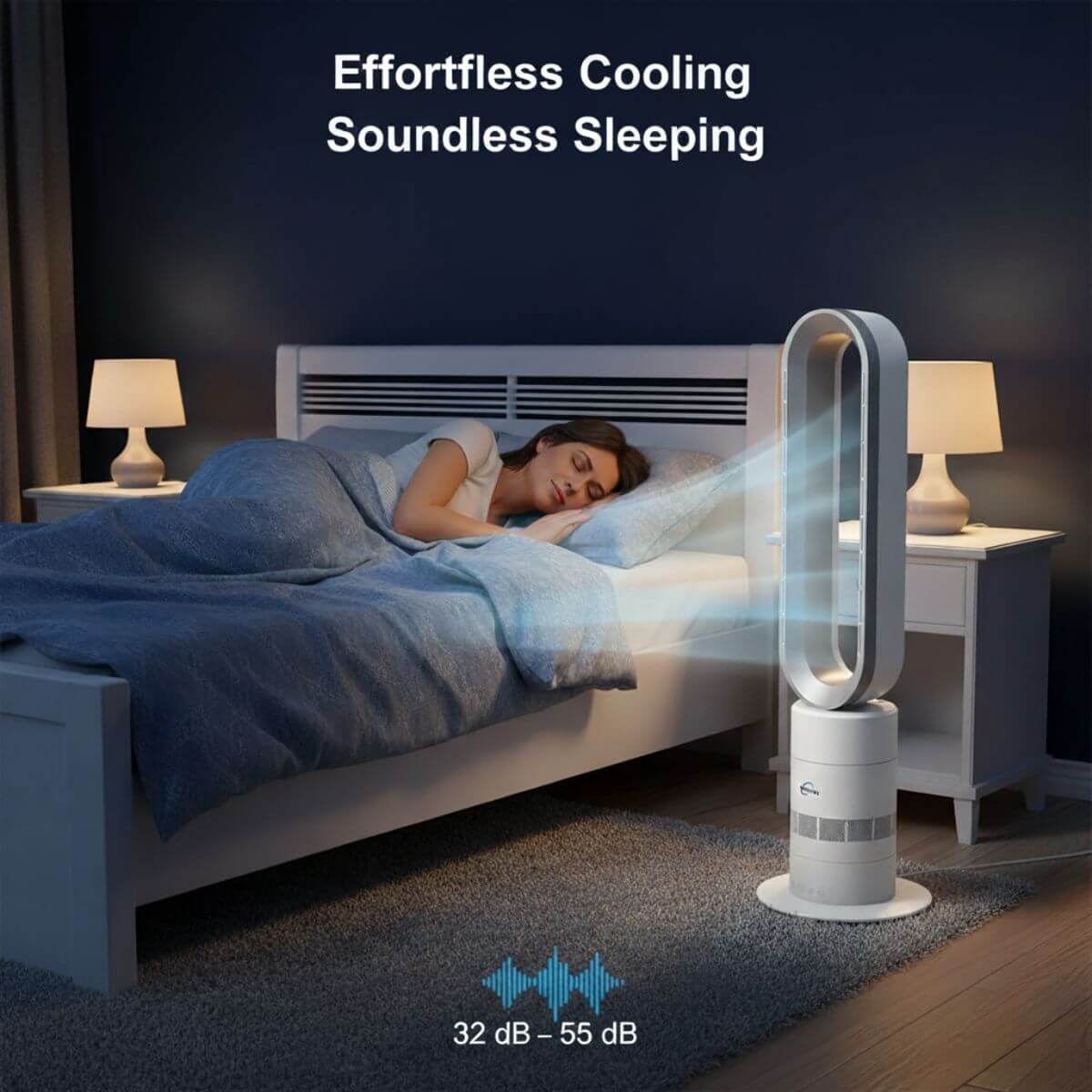 Bladeless Fan Heater NZ – 2-In-1 Hot & Cool Tower Fan | ClimateMaster | Silver/White