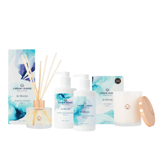 Aqua Lily Soy Candle, Fragrance Diffuser, Hand & Body Lotion & Hand & Body Wash