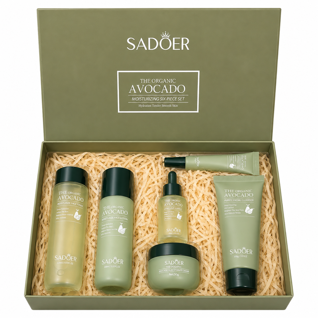 SADOER 6-Piece Avocado Skincare Set