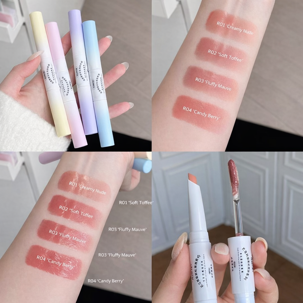 Flortte Rainbow Bubbles Series Dual-Ended Lip Liner & Lip Gloss Pencil