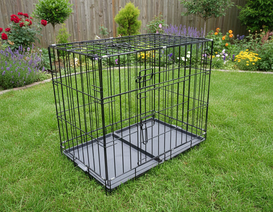 Pet Cage - 70CM Wide Collapsible Metal Pet Cage BLACK