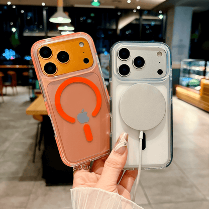 Compatible with iPhone 17 Pro Max IMD Transparent Airbag Shockproof Magnetic Phone Case