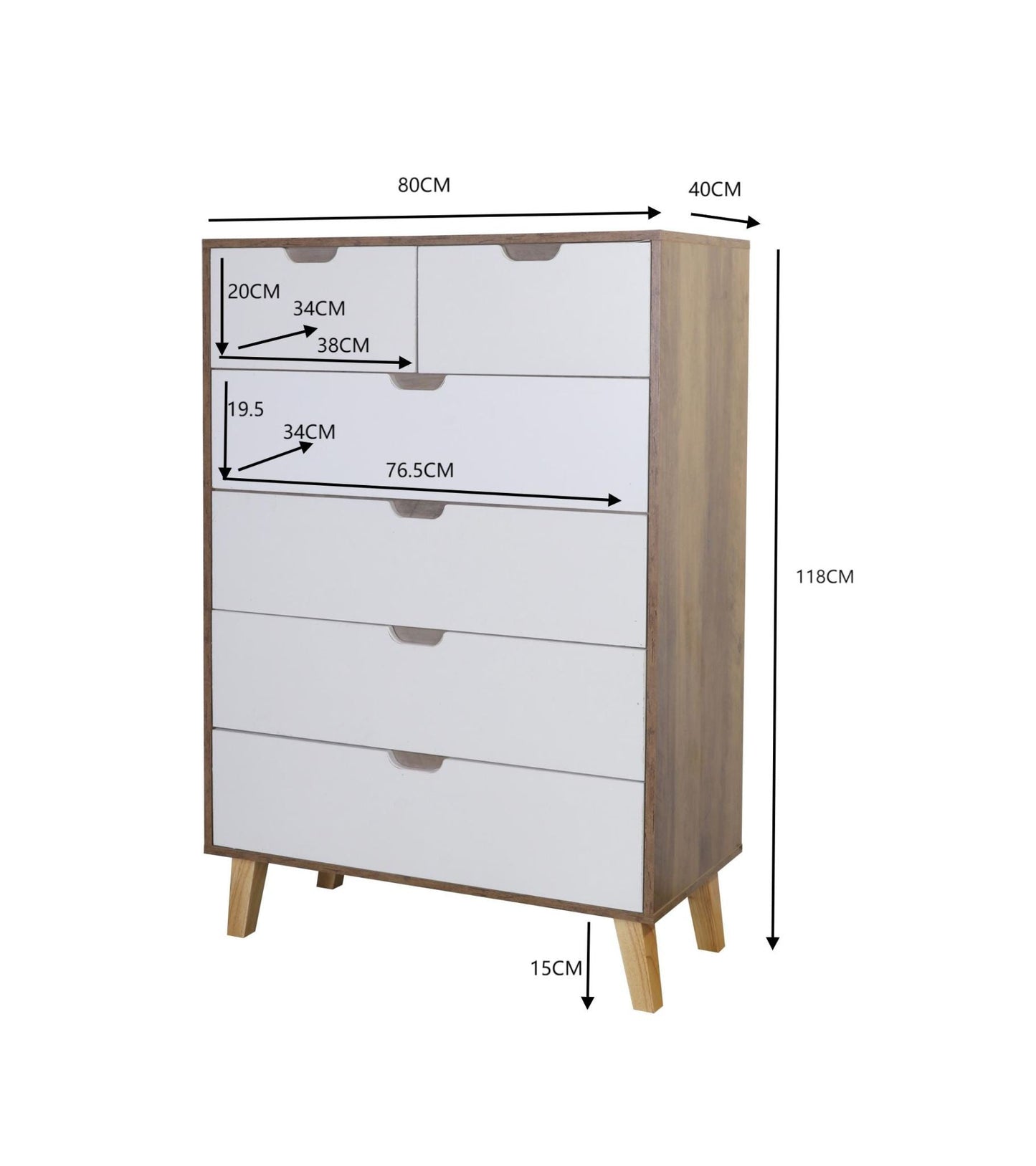 Chest of Drawers Tall boy 6 Drawers tallboy