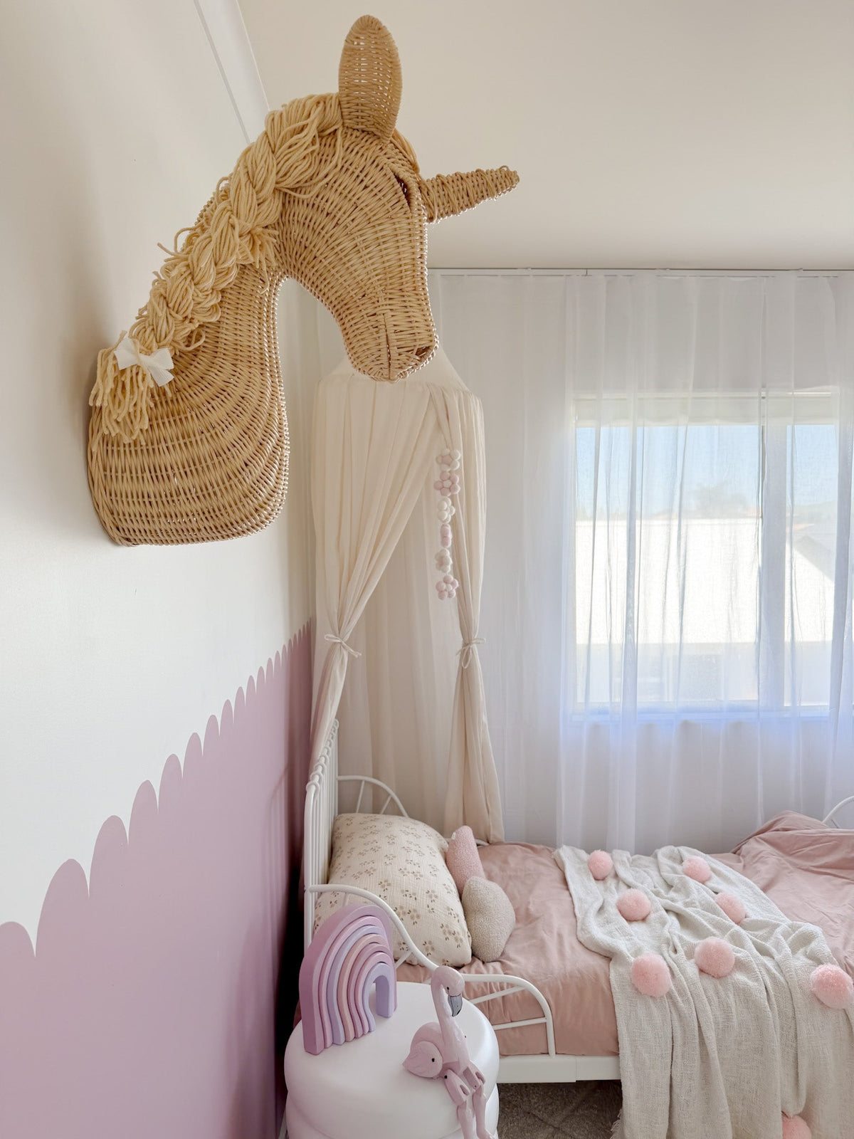 Rattan Unicorn wall mount