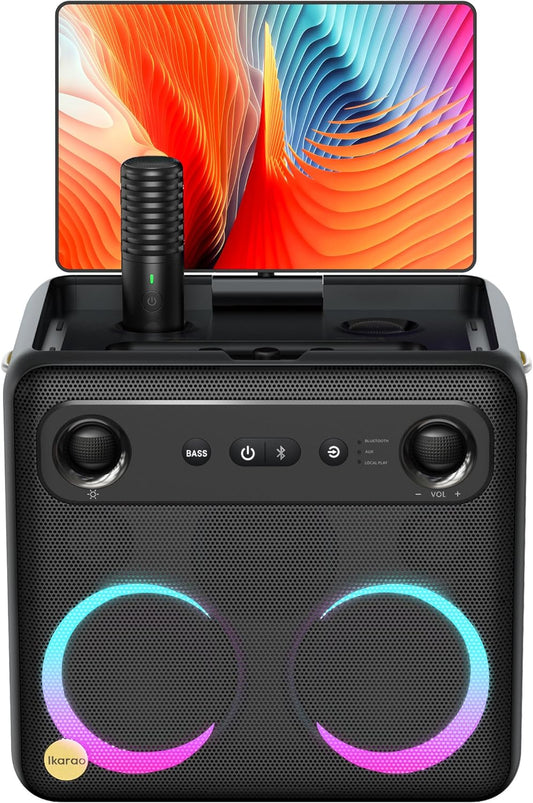 Ikarao Break X2 Karaoke Machine System With 10.1″ Touch Screen Wireless Mic