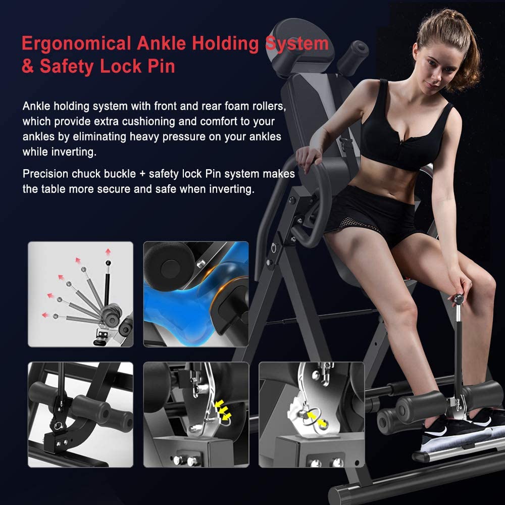 Inversion table angle adjustment