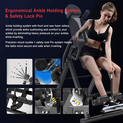 Inversion table angle adjustment