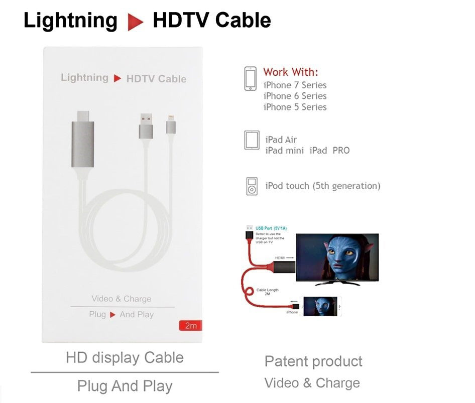 iPhone Lightning To Hdmi Cable iPhone Hdmi Cable Lightning To Hdmi 1080P Adapter Cable