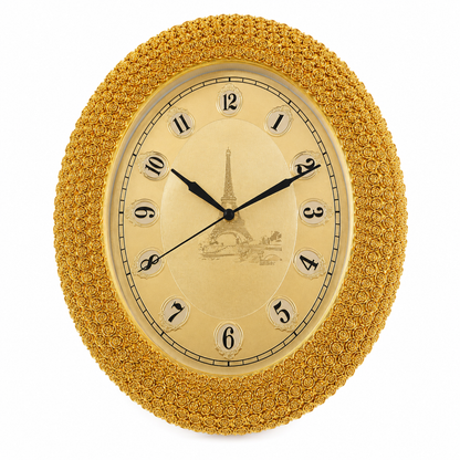 46cm Ornate Gold Rose Oval Wall Clock – Item 323
