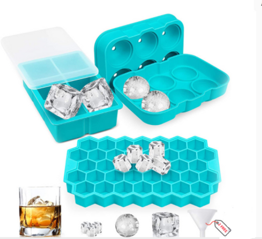 3 Pack Silicone Large Round Ice Cube Tray Honeycomb Ice Trays for Whiskey