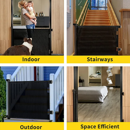 Baby retractable safety gate Black