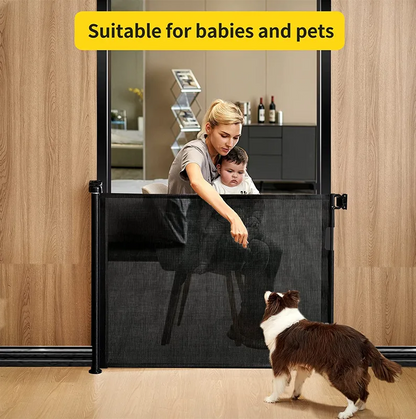 Baby retractable safety gate Black