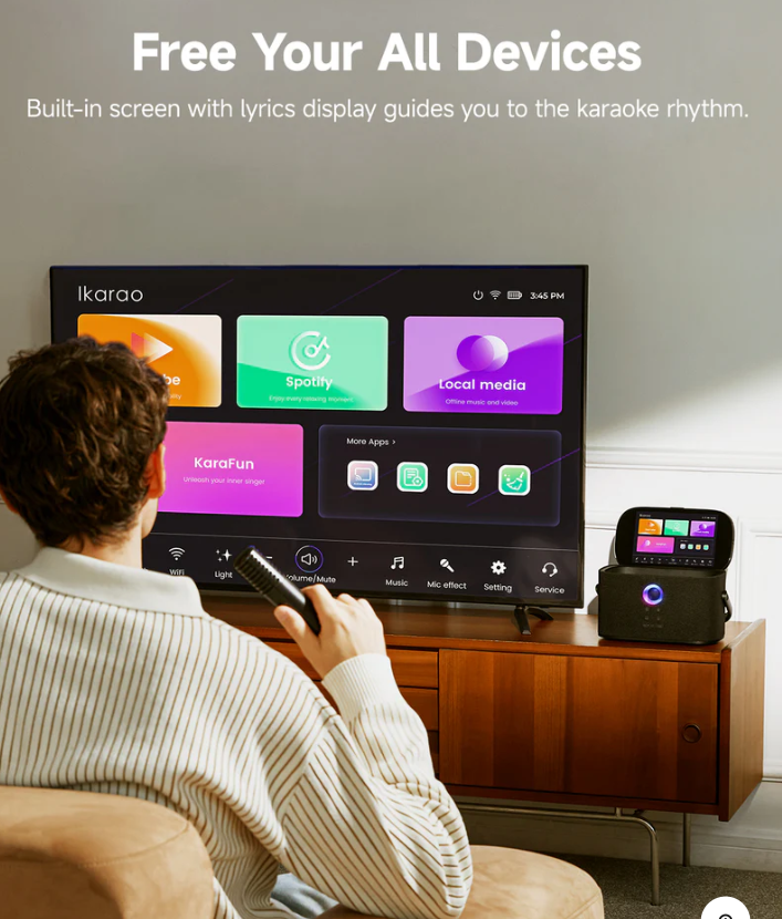Ikarao S2 Karaoke Machine System With 8″ Touch Screen Wireless Mic