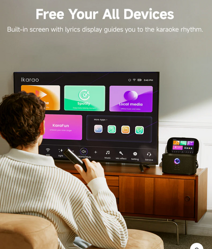 Ikarao S2 Karaoke Machine System With 8″ Touch Screen Wireless Mic