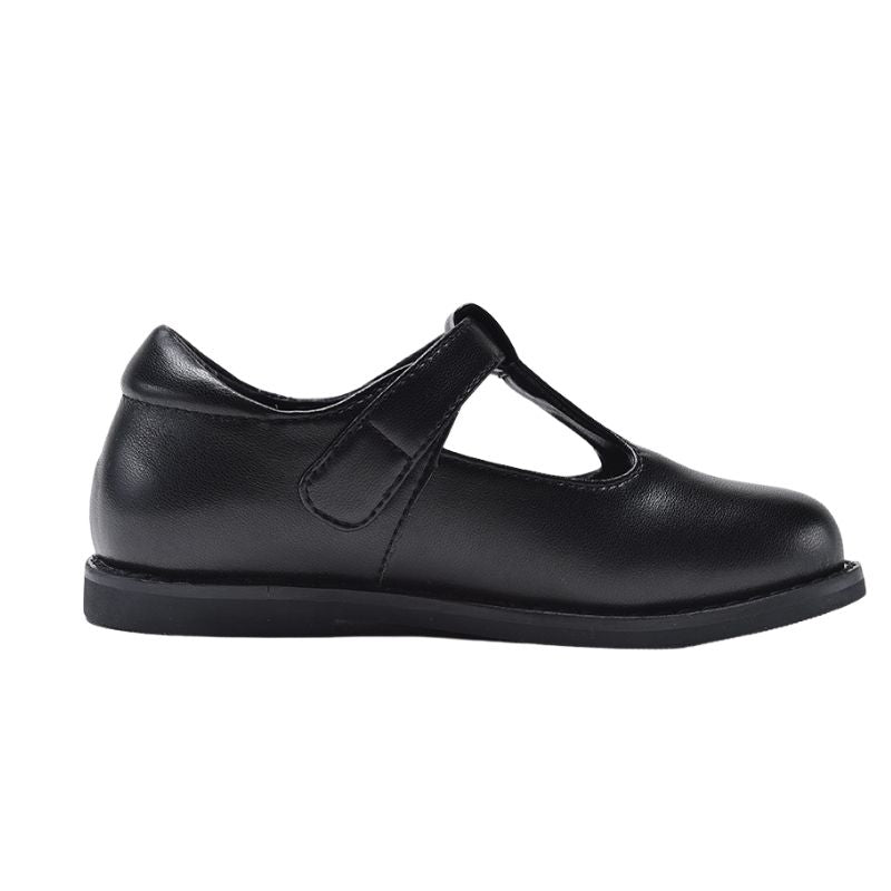 Girls Black Leather T-Bar School Shoes – Velcro Mary Jane Style, Genuine Leather | Super Cute