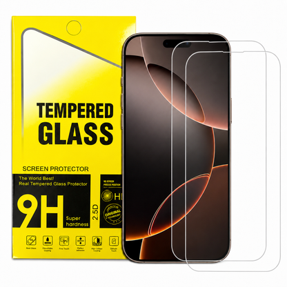 Iphone 15 Pro Clear Tempered Glass Screen Protector (2 Pack) – 9H HD, 2.5D Rounded Edge, Impact & Scratch Resistant