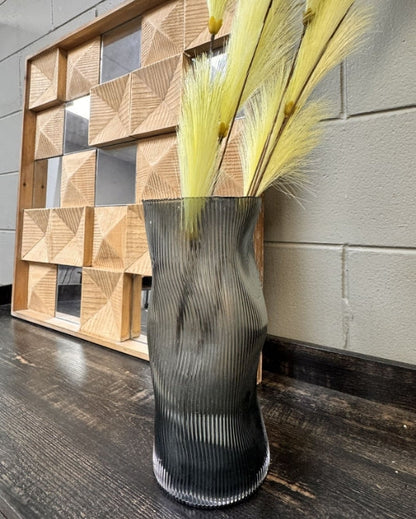 Large Tall Glass Vases for Decoration, Aesthetic, Large Glass Vase with Ribbed Texture