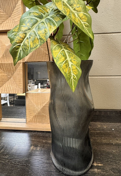 Large Tall Glass Vases for Decoration, Aesthetic, Large Glass Vase with Ribbed Texture