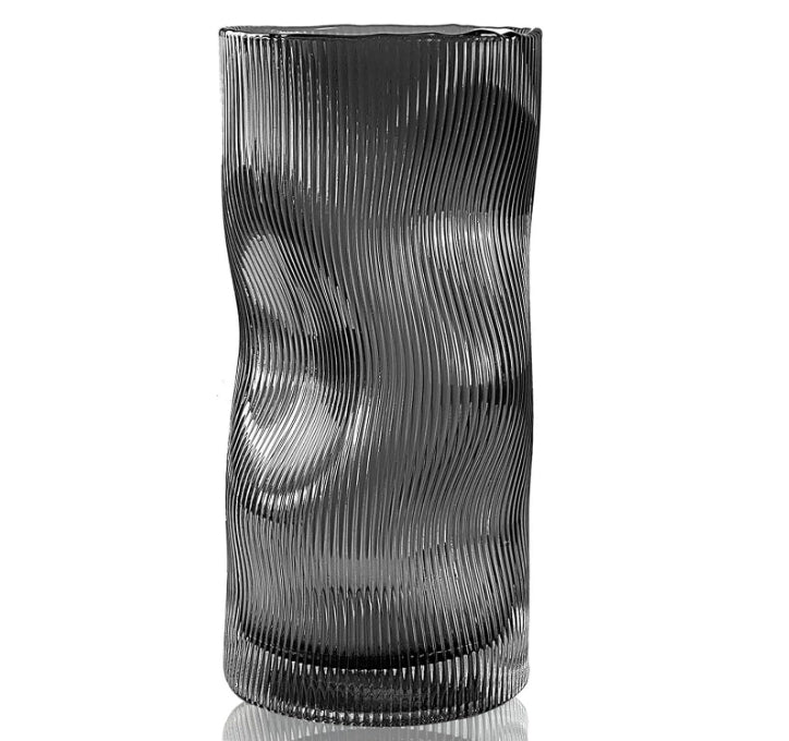 Large Tall Glass Vases for Decoration, Aesthetic, Large Glass Vase with Ribbed Texture