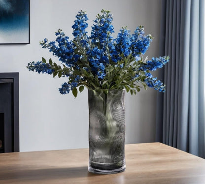 Large Tall Glass Vases for Decoration, Aesthetic, Large Glass Vase with Ribbed Texture