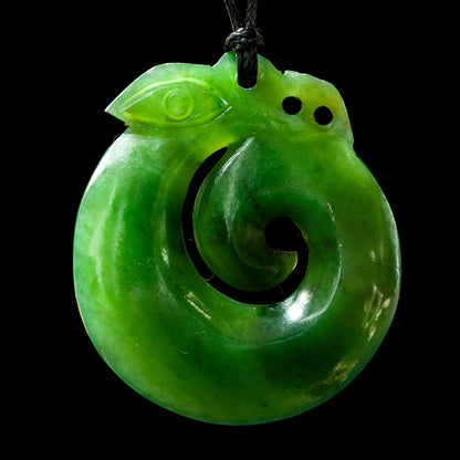 small Koropepe, hand-crafted jade pendant 40mm