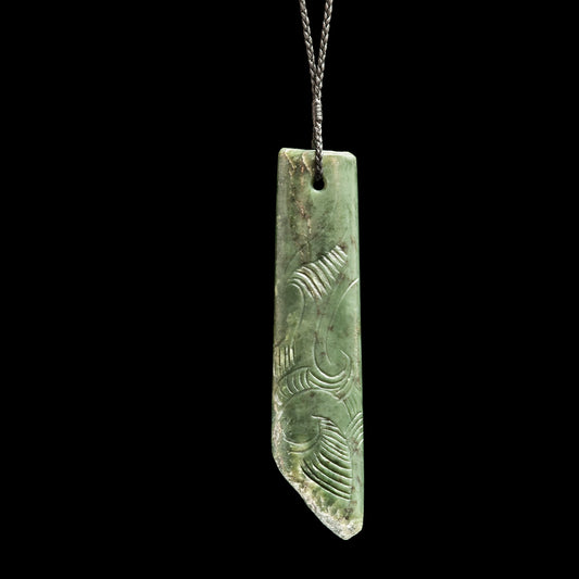 Large Jade Toki with patterning and raw edge by Nick Balme Necklace