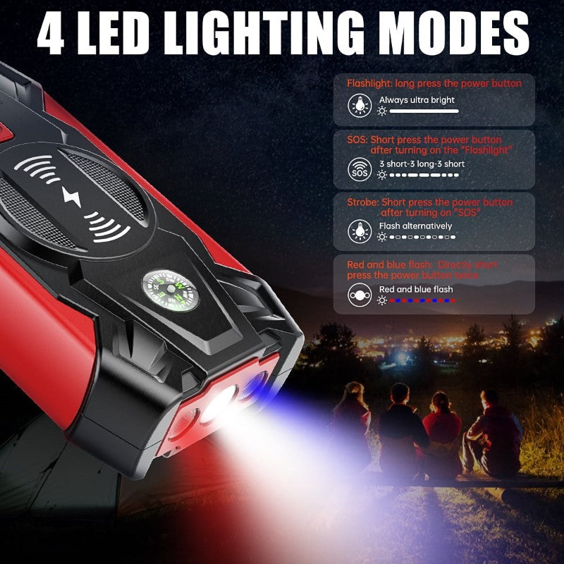 Jump starter with LED flashlight