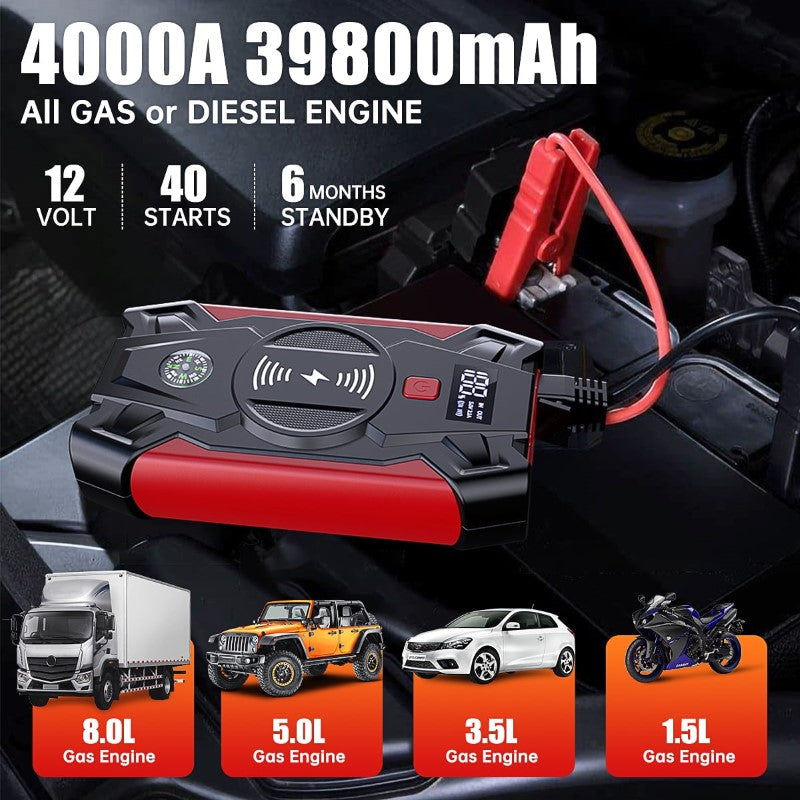 Wireless charging jump starter