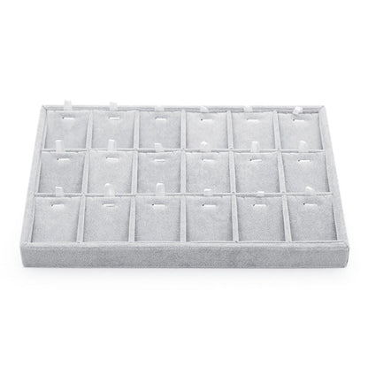 Grey Velvet 24 Compartment Jewelry Display Showcase Organizer Holder