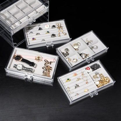 Earring Jewelry Organiser with 5 Drawers, Clear Acrylic Jewelry Box Velvet Earring Display Holder