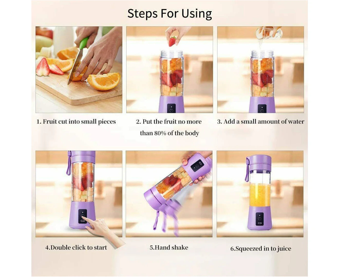 Portable Juicer Blender Mixer with 6 Blades