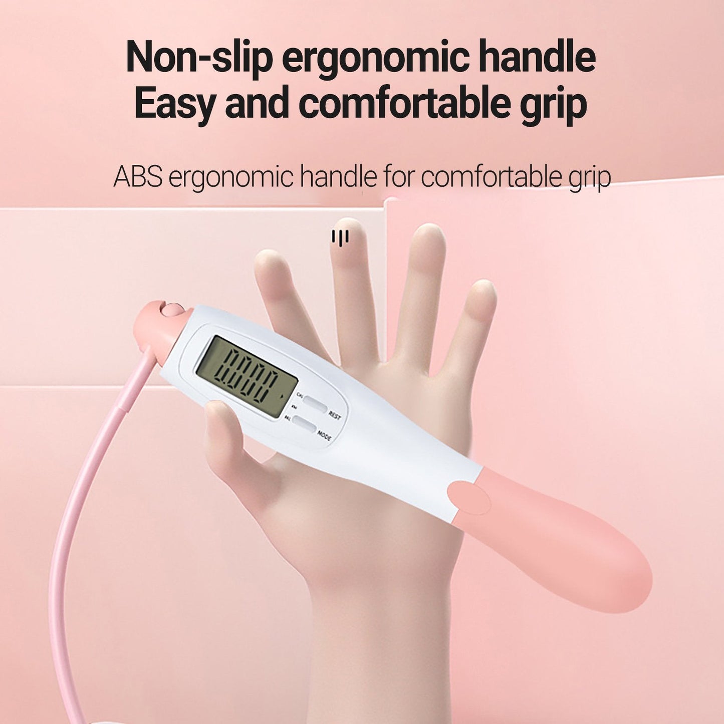 Cordless Skipping Digital Jump Rope (Pink/White)