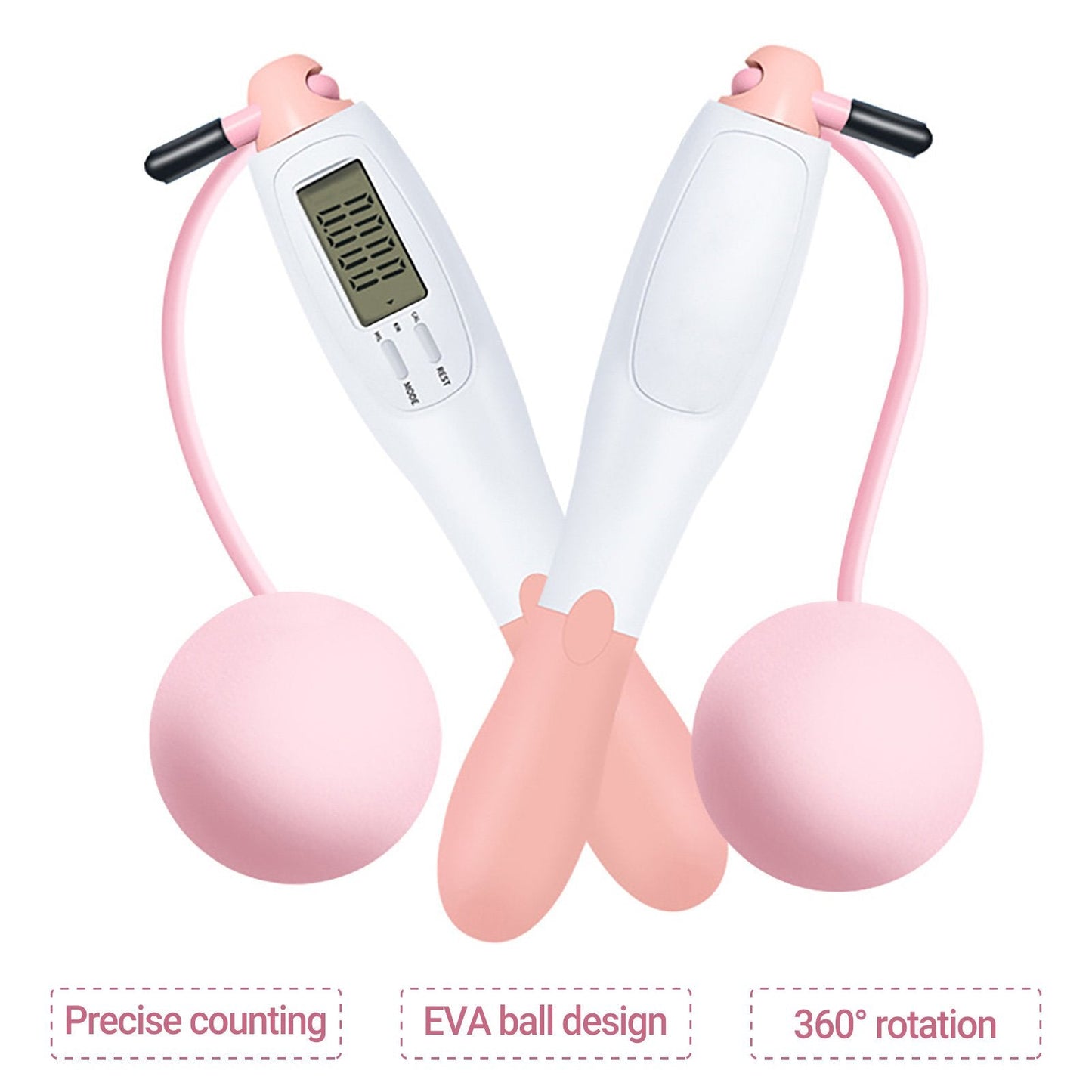 Cordless Skipping Digital Jump Rope (Pink/White)