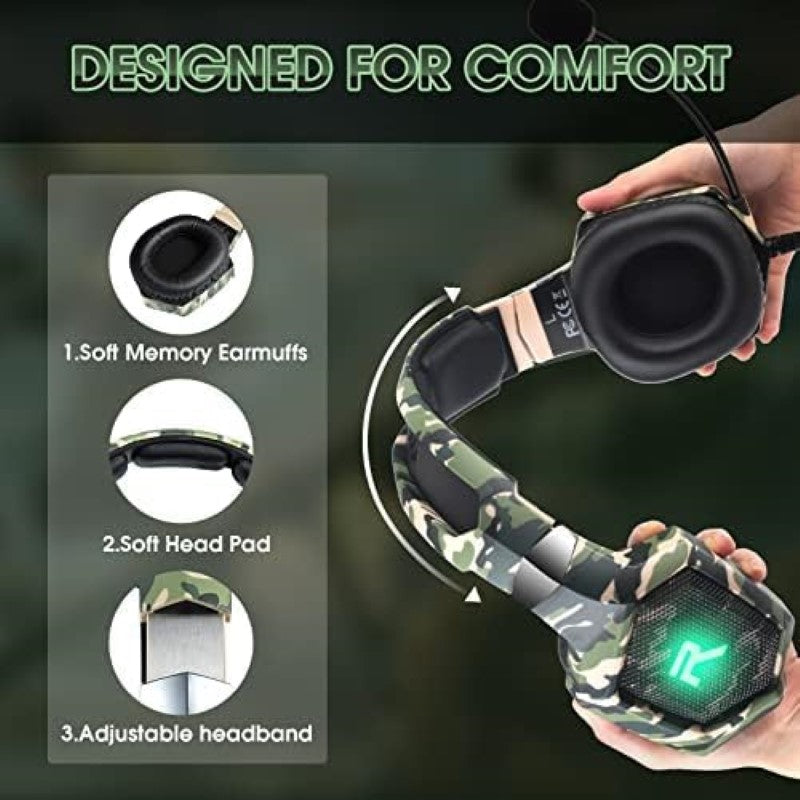 Gaming headset with camo green design
